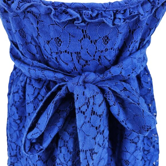 The Limited Romantic Ruffle Front Lace Babydoll Top Royal Blue Size Medium - Picture 7 of 7